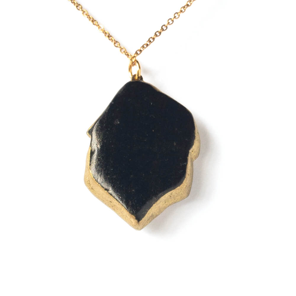 Yobitsugi Leave Necklace-Kintsugi jewelry-Japanese pottery jewelry-JAPONICA