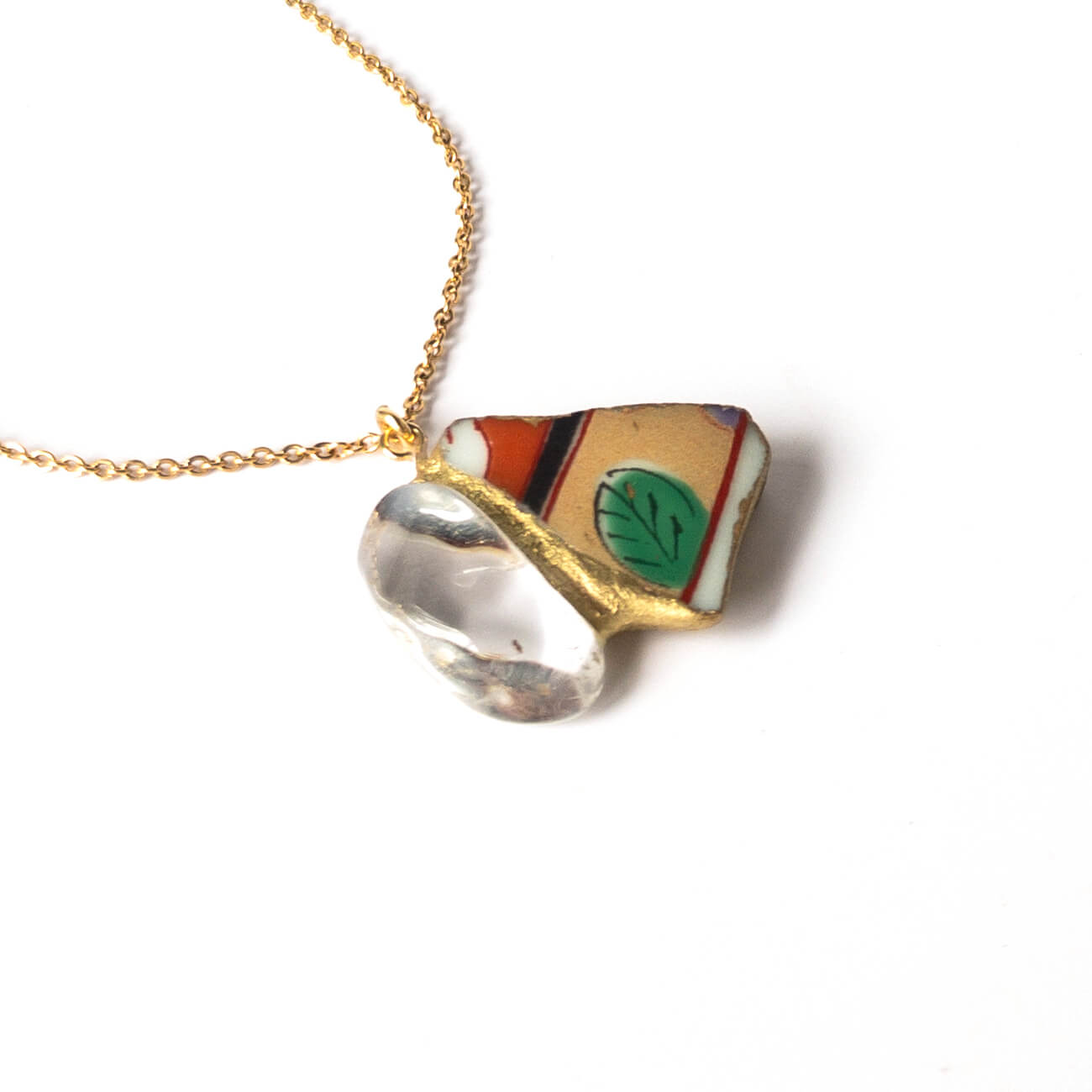 Crystal Necklace-Kintsugi jewelry-Japanese pottery jewelry-JAPONICA