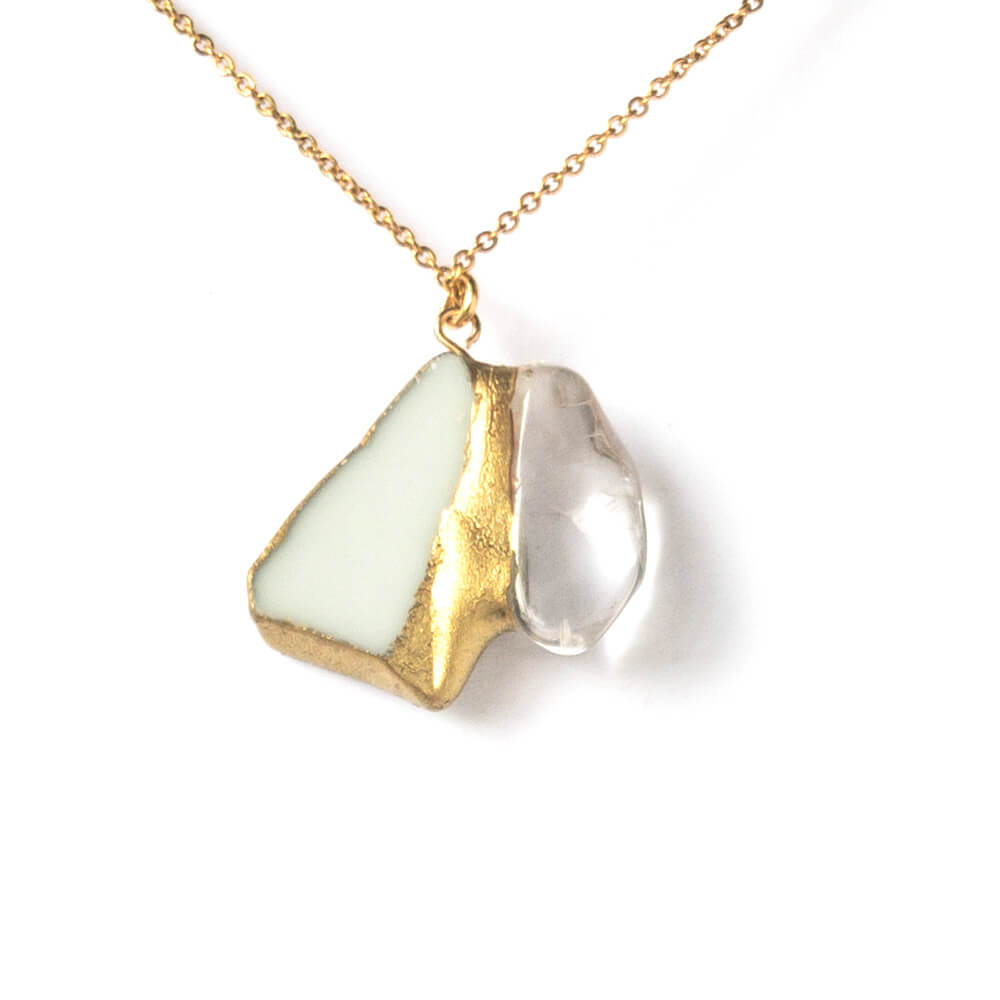 Crystal Necklace-Kintsugi jewelry-Japanese pottery jewelry-JAPONICA