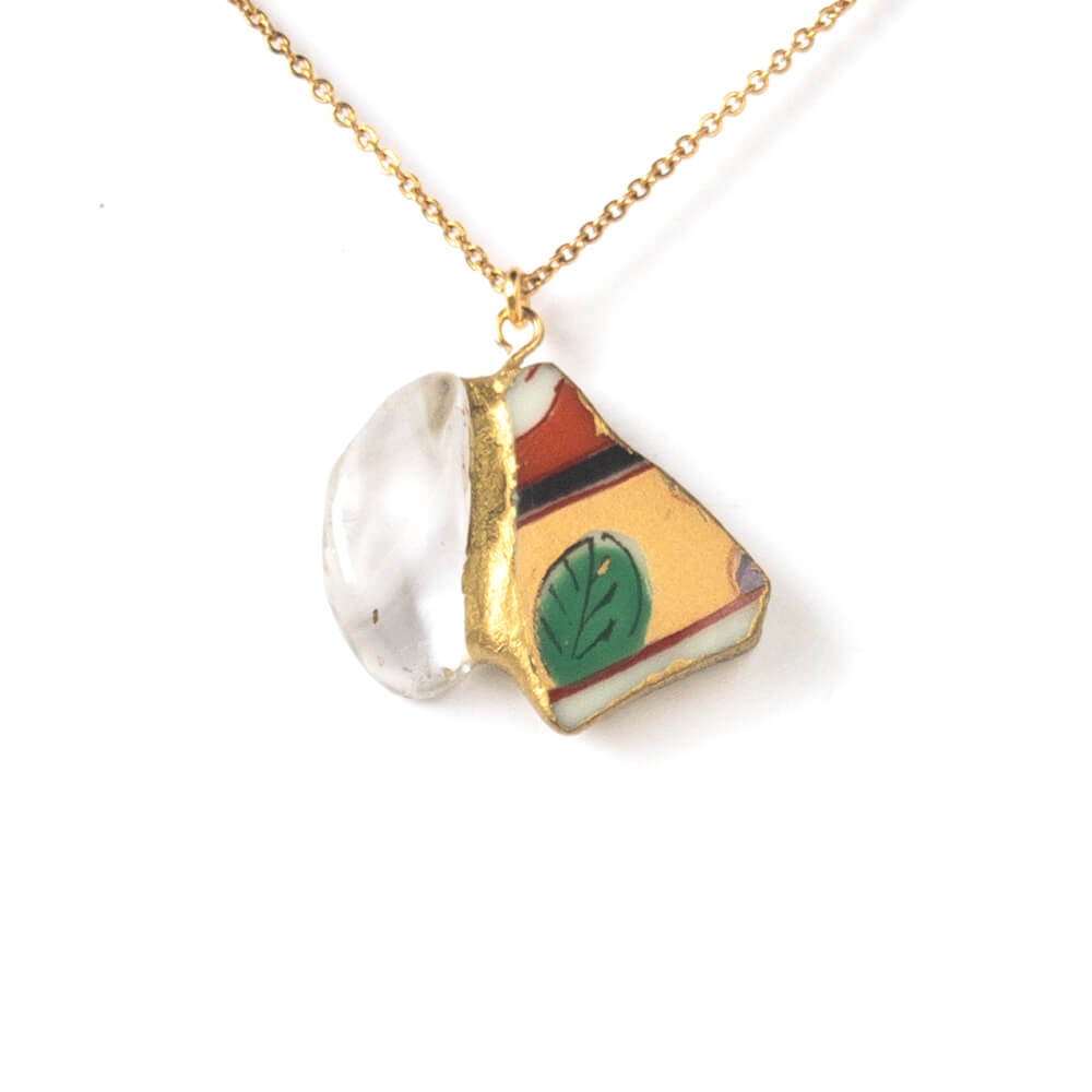 Crystal Necklace-Kintsugi jewelry-Japanese pottery jewelry-JAPONICA