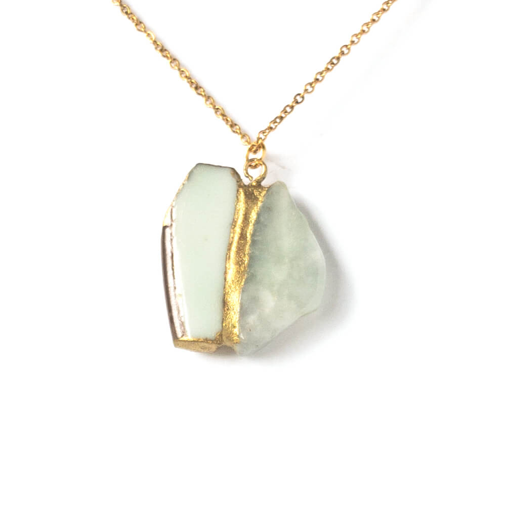 Jadeite Necklace-Kintsugi jewelry-Japanese pottery jewelry-JAPONICA