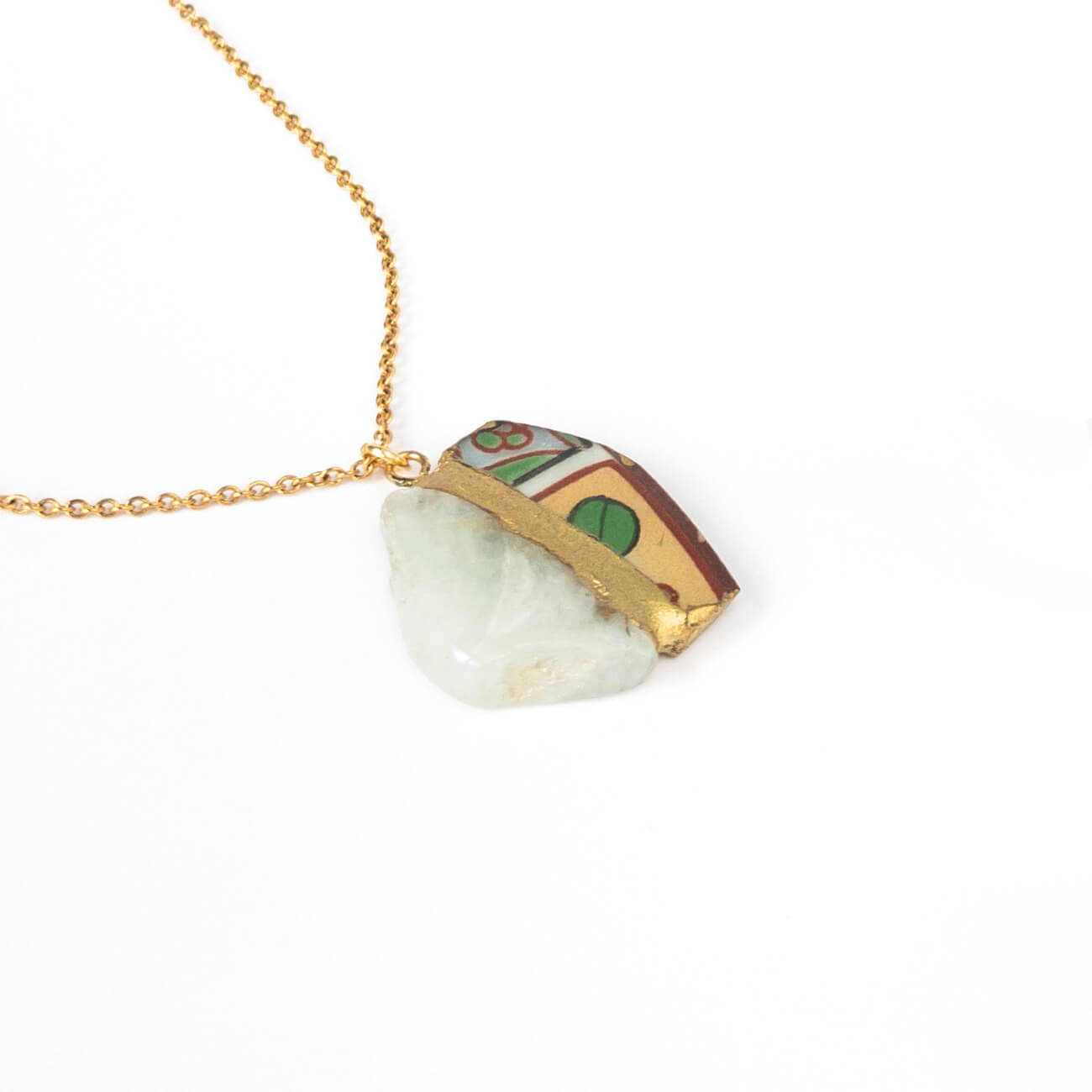 Jadeite Necklace-Kintsugi jewelry-Japanese pottery jewelry-JAPONICA