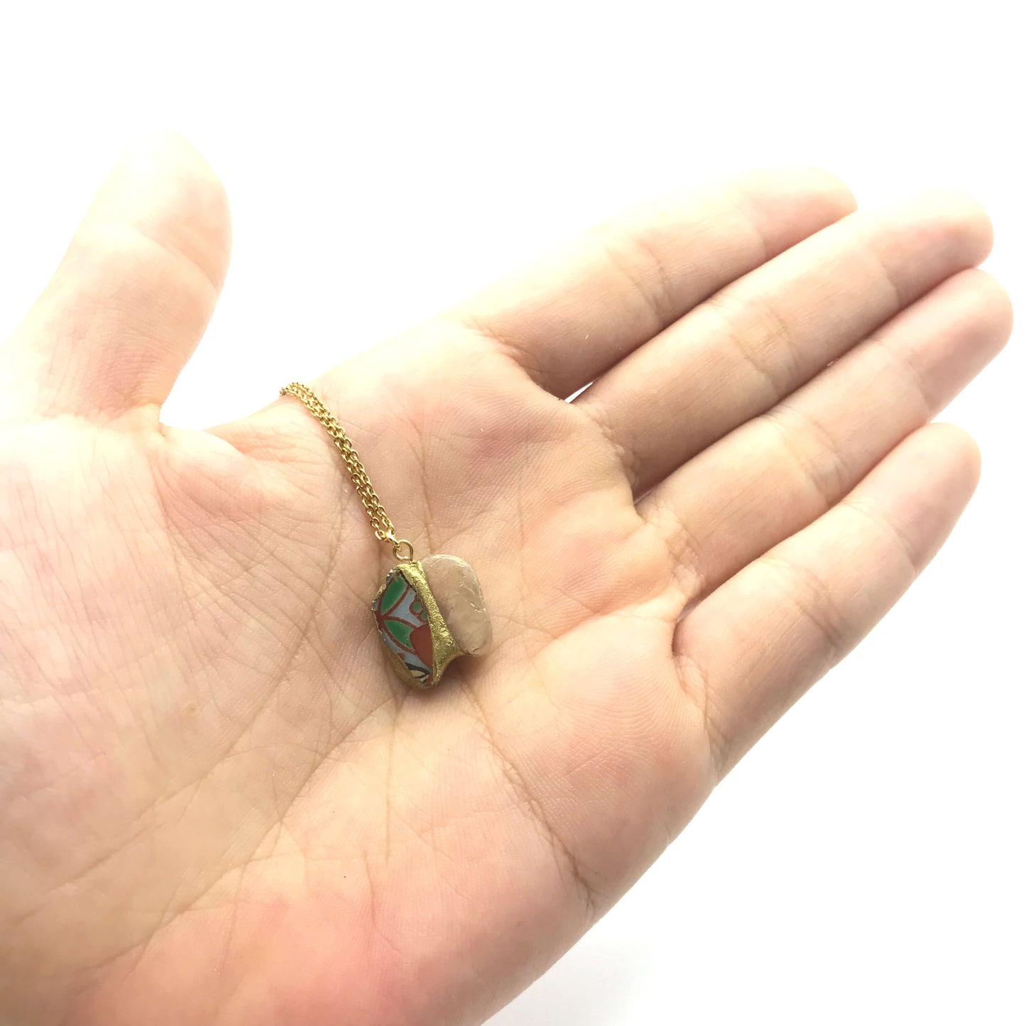 Moonstone Necklace-Kintsugi jewelry-Japanese pottery jewelry-JAPONICA