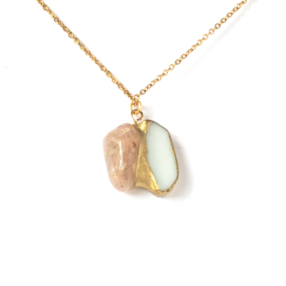 Moonstone Necklace-Kintsugi jewelry-Japanese pottery jewelry-JAPONICA