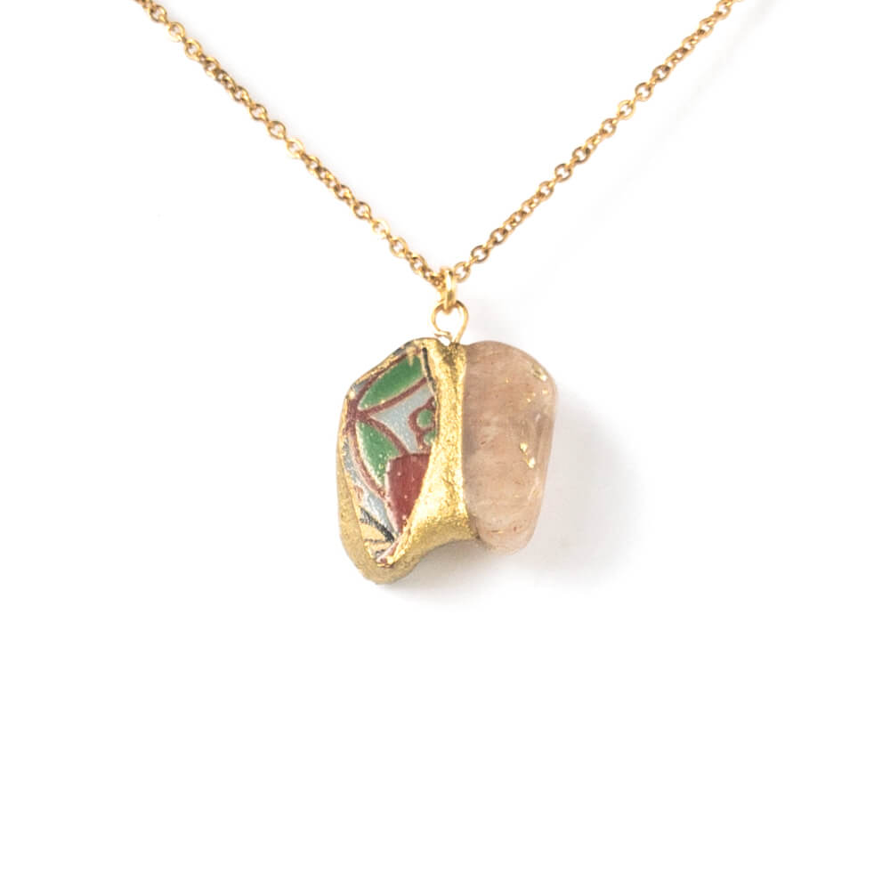Moonstone Necklace-Kintsugi jewelry-Japanese pottery jewelry-JAPONICA