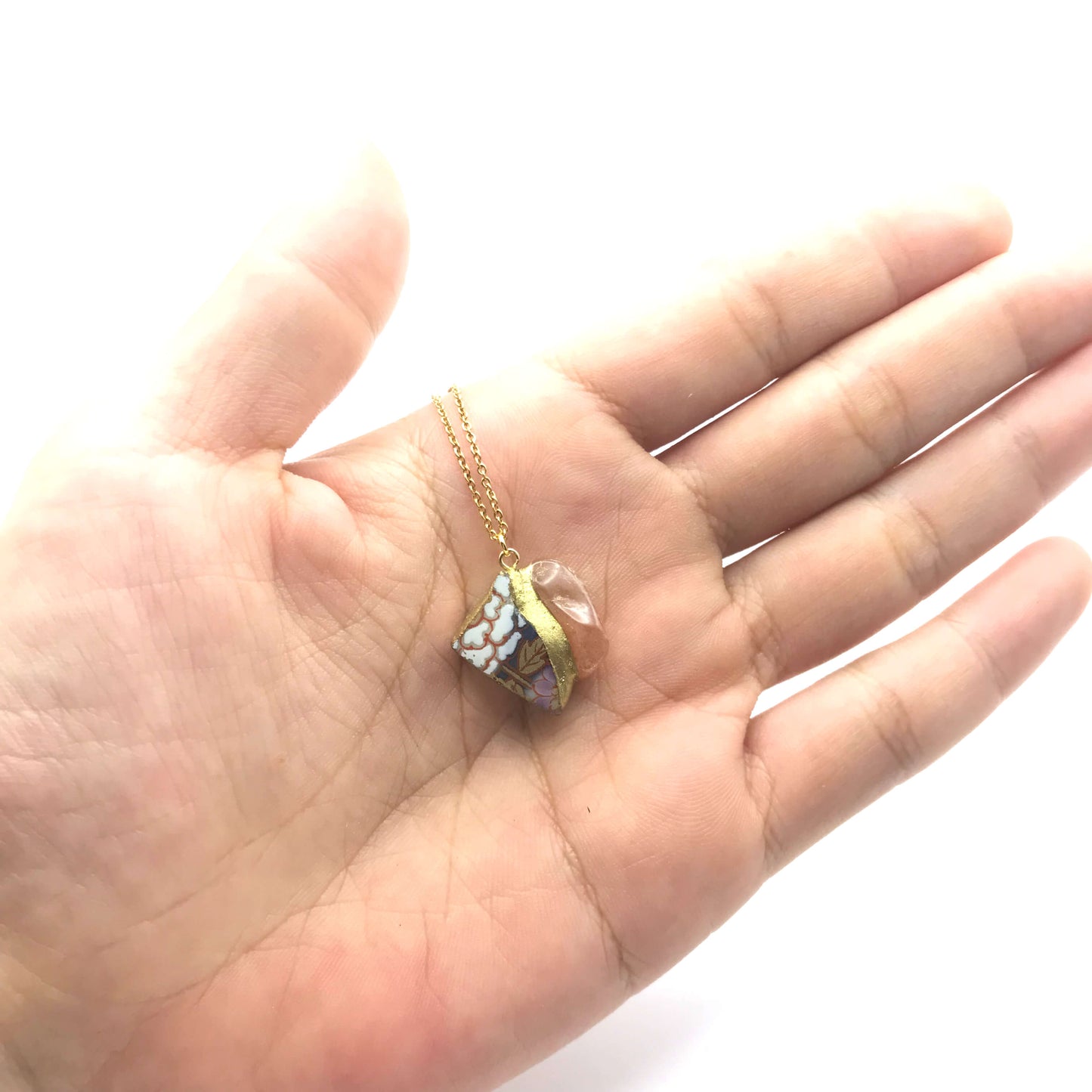 Moonstone Necklace-Kintsugi jewelry-Japanese pottery jewelry-JAPONICA