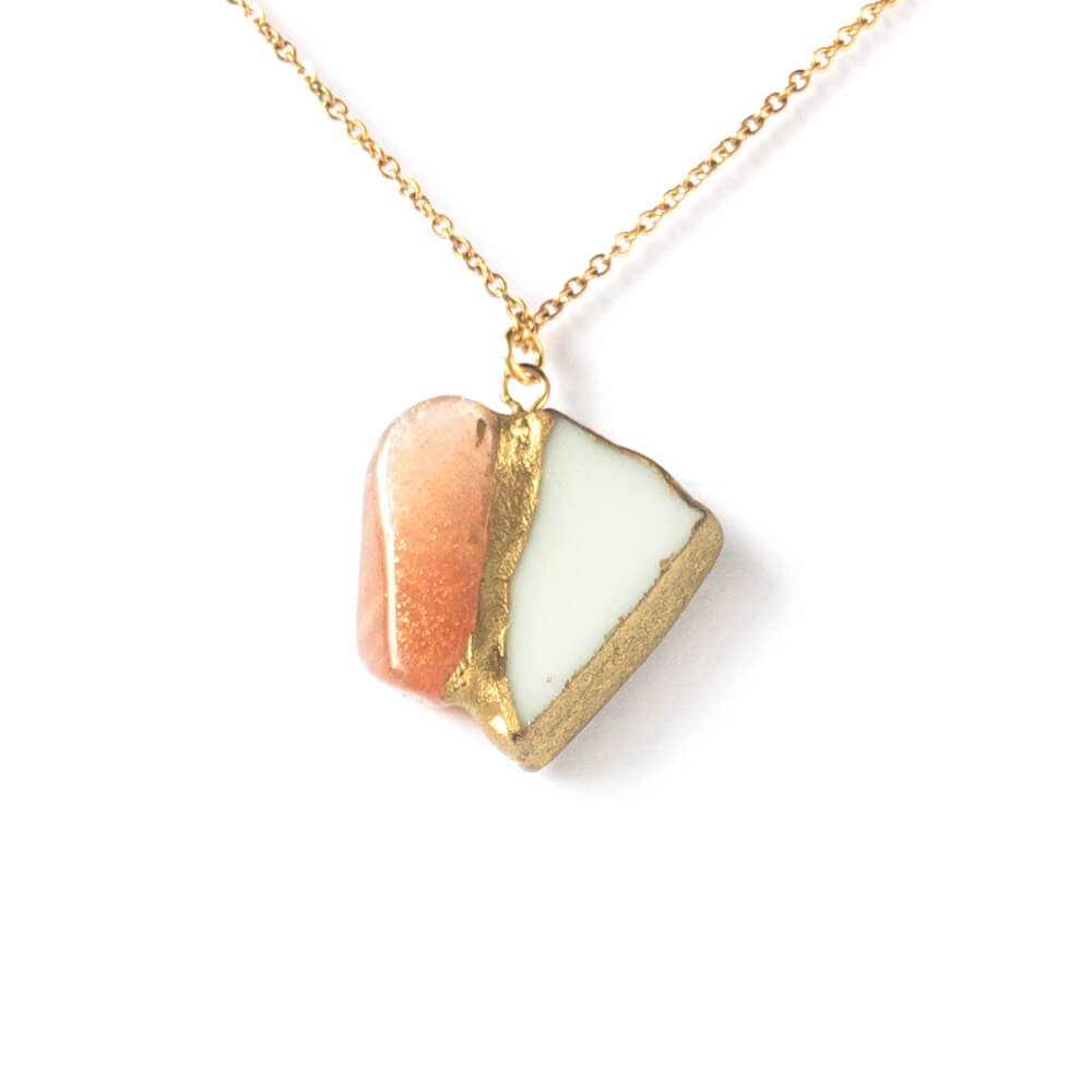 Moonstone Necklace-Kintsugi jewelry-Japanese pottery jewelry-JAPONICA
