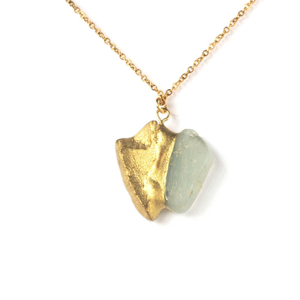 Aquamarine Necklace-Kintsugi jewelry-Japanese pottery jewelry-JAPONICA