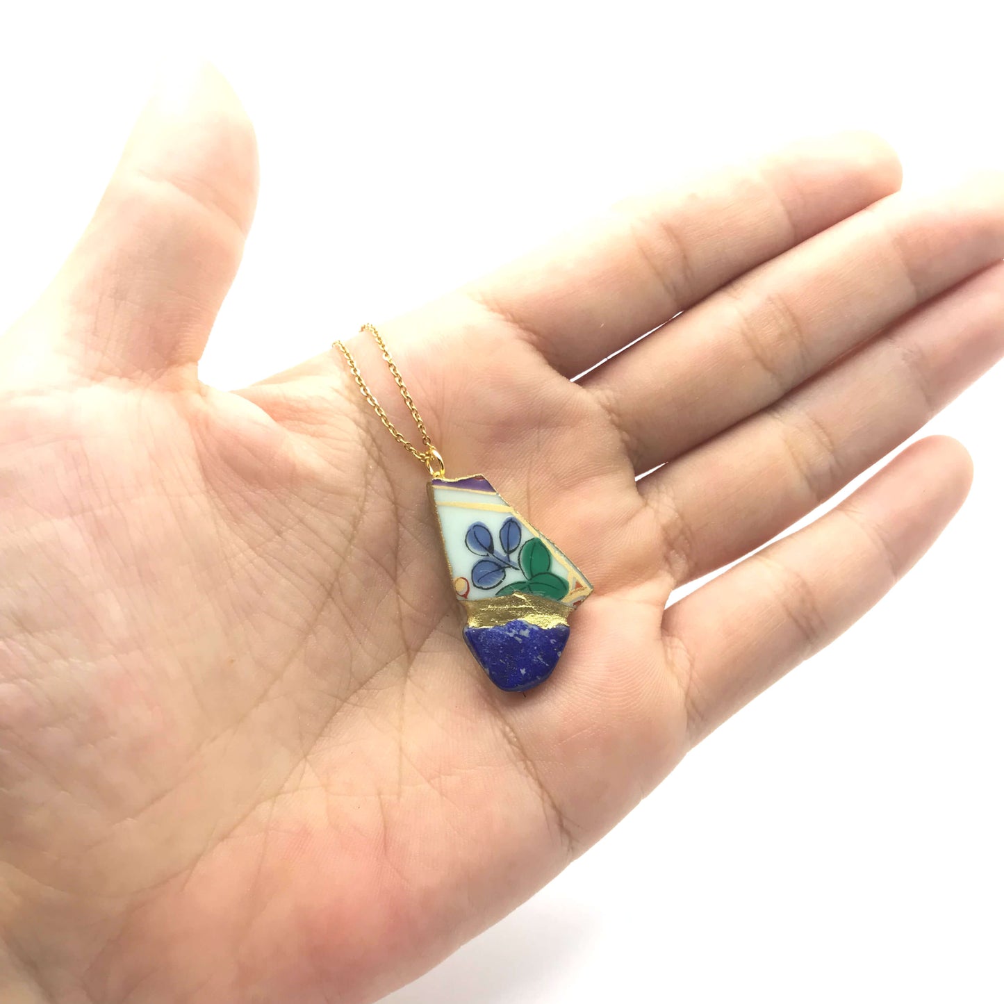 Lapis Lazuli Necklace-Kintsugi jewelry-Japanese pottery jewelry-JAPONICA