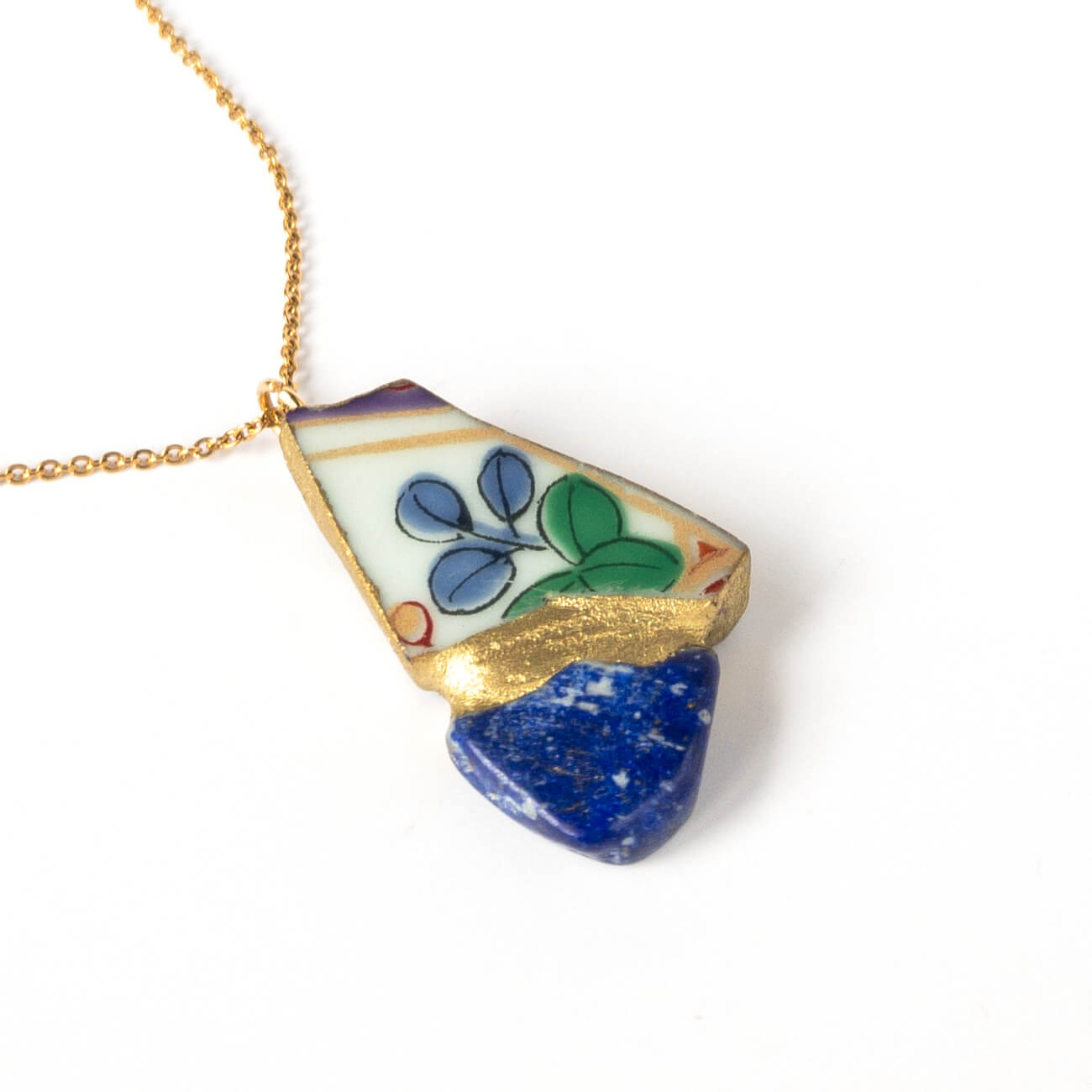 Lapis Lazuli Necklace-Kintsugi jewelry-Japanese pottery jewelry-JAPONICA