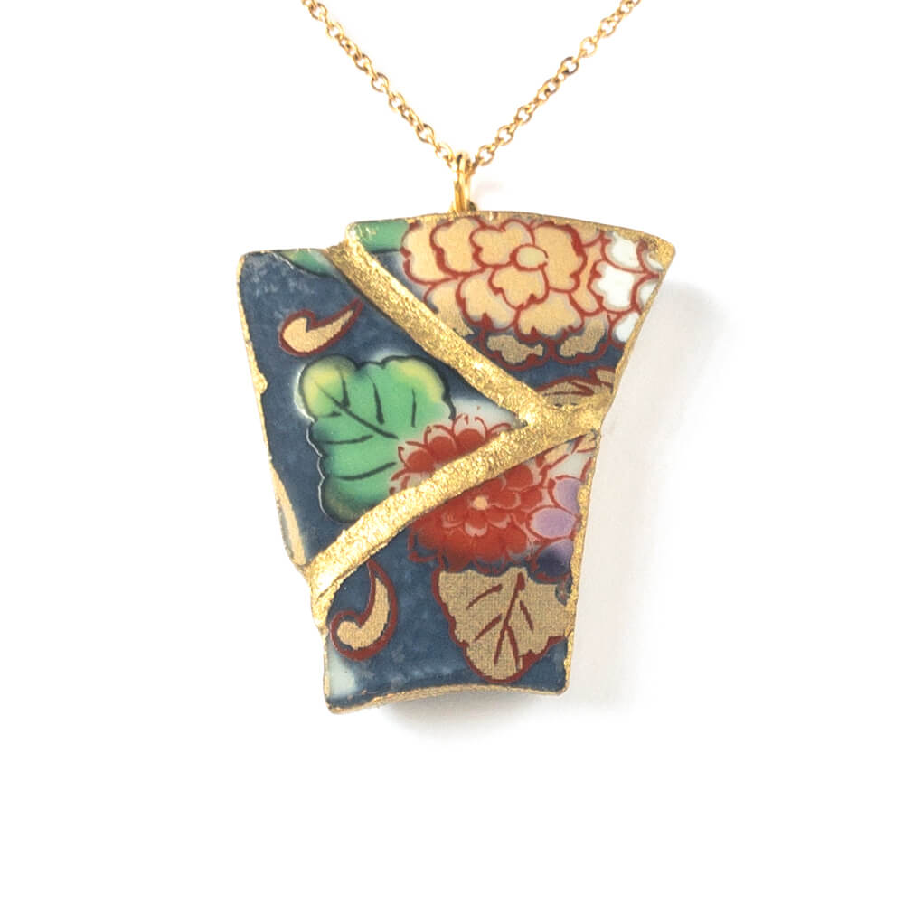 Flowers Necklace-Kintsugi jewelry-Japanese pottery jewelry-JAPONICA