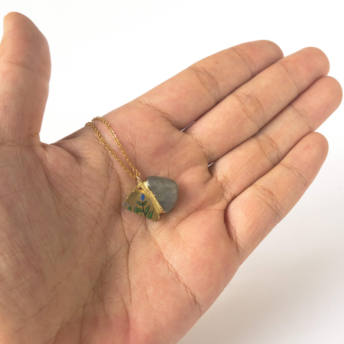 Labradorite Necklace-Kintsugi jewelry-Japanese pottery jewelry-JAPONICA