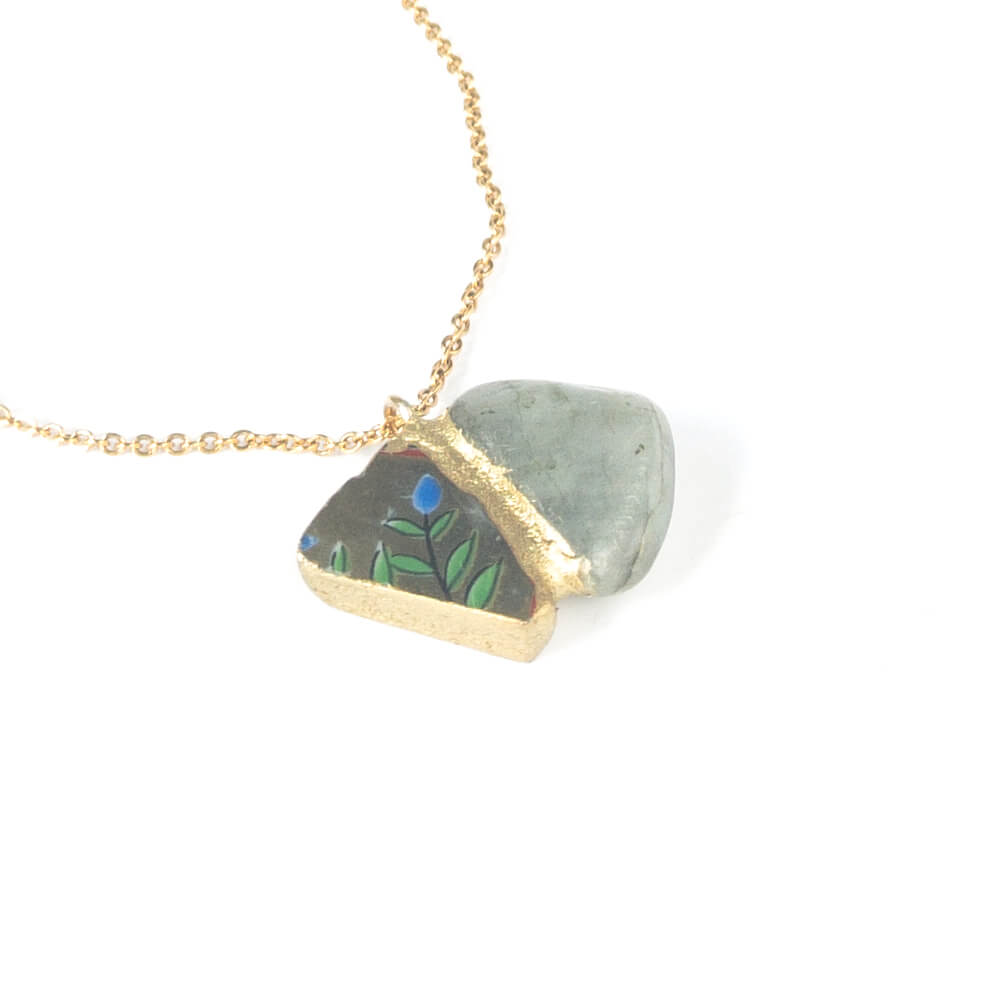 Labradorite Necklace-Kintsugi jewelry-Japanese pottery jewelry-JAPONICA