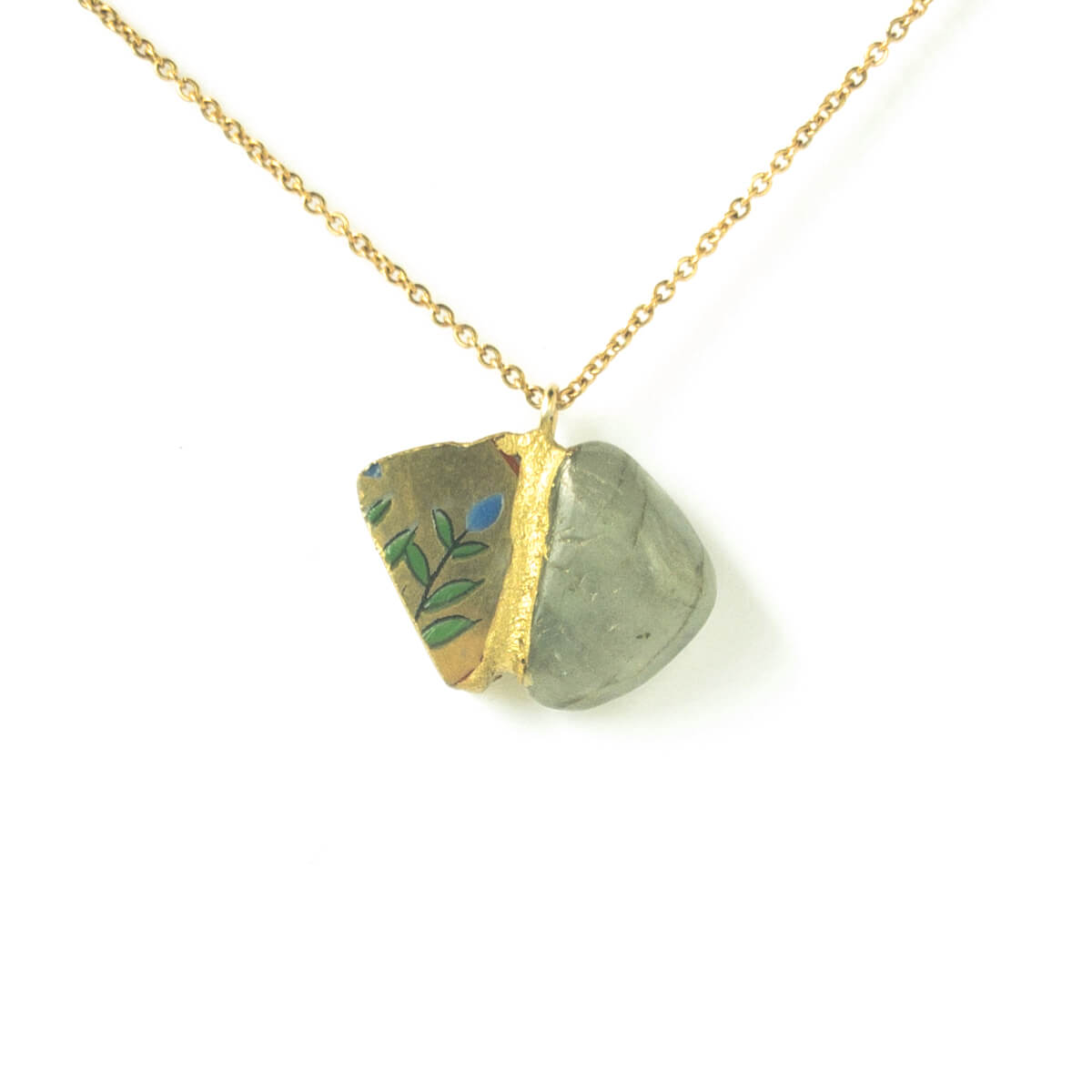 Labradorite Necklace-Kintsugi jewelry-Japanese pottery jewelry-JAPONICA