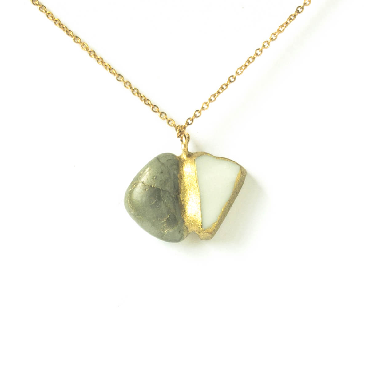 Labradorite Necklace-Kintsugi jewelry-Japanese pottery jewelry-JAPONICA