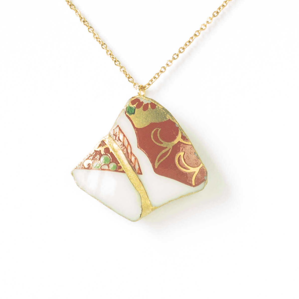 Red & White Necklace-Kintsugi jewelry-Japanese pottery jewelry-JAPONICA