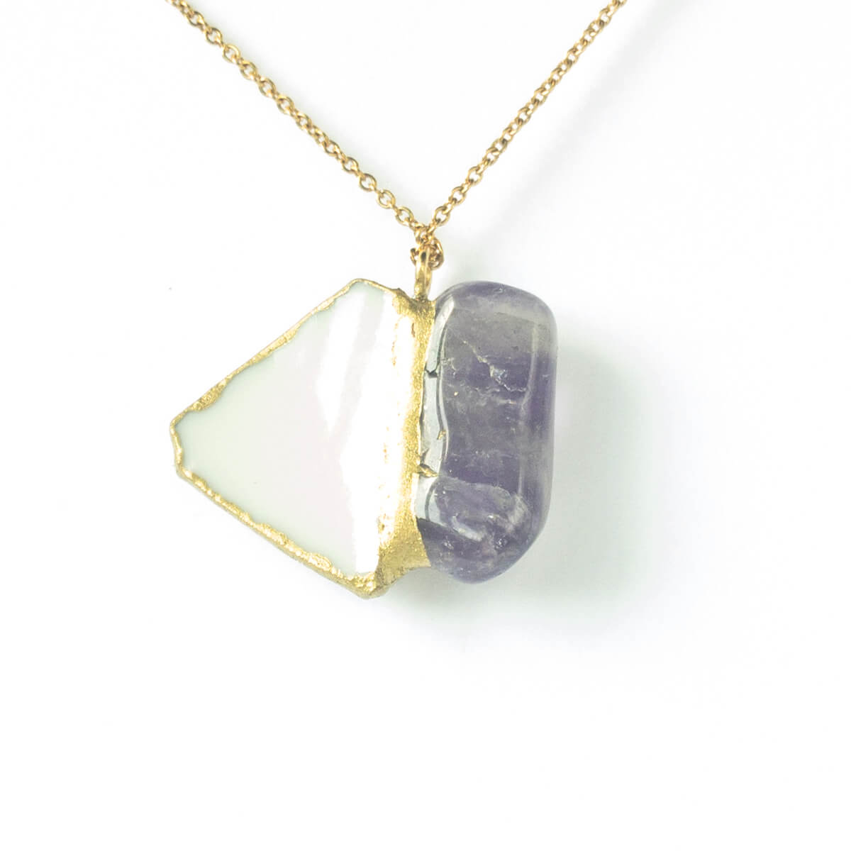 Amethyst Necklace-Kintsugi jewelry-Japanese pottery jewelry-JAPONICA