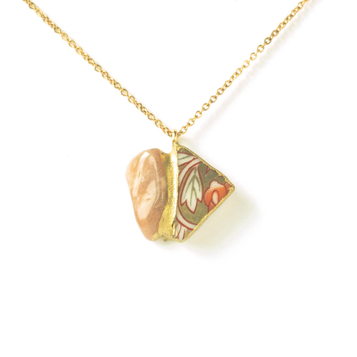 Moonstone Necklace-Kintsugi jewelry-Japanese pottery jewelry-JAPONICA