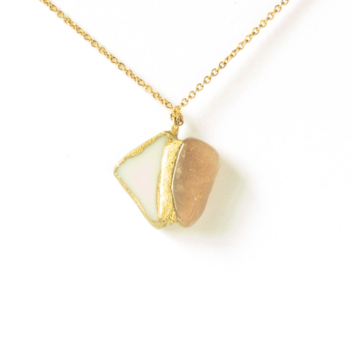 Moonstone Necklace-Kintsugi jewelry-Japanese pottery jewelry-JAPONICA
