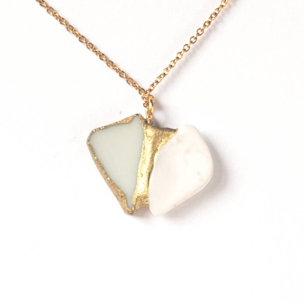Howlite Necklace-Kintsugi jewelry-Japanese pottery jewelry-JAPONICA