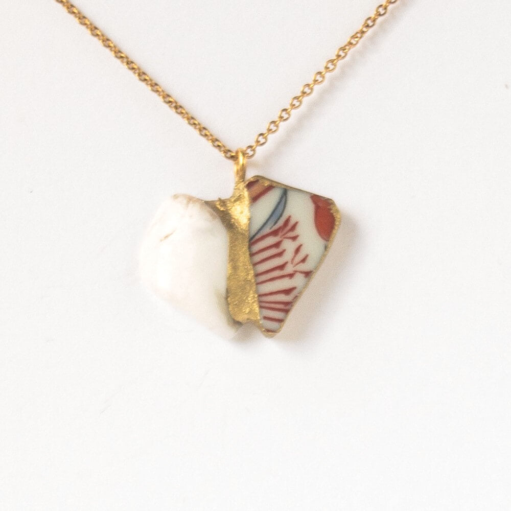 Howlite Necklace-Kintsugi jewelry-Japanese pottery jewelry-JAPONICA