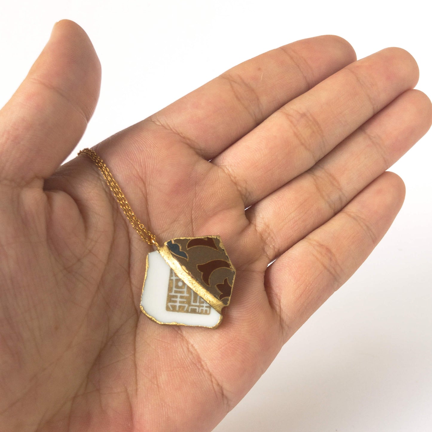Right Backstamp Necklace-Kintsugi jewelry-Japanese pottery jewelry-JAPONICA