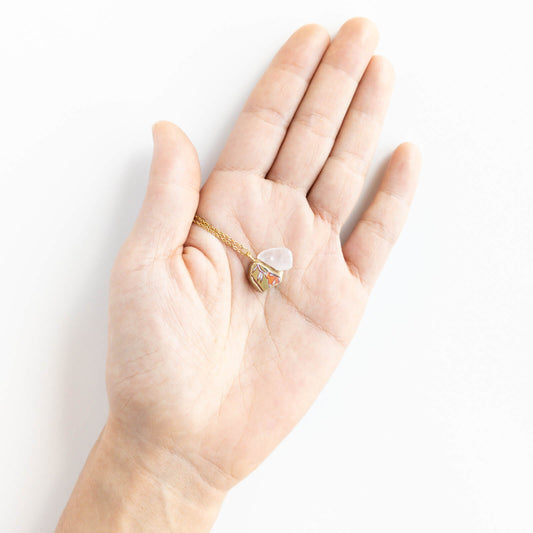 Rose quartz Necklace-Kintsugi jewelry-Japanese pottery jewelry-JAPONICA