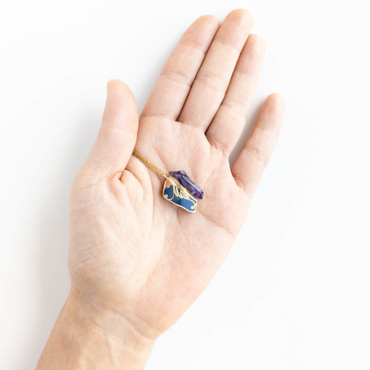 Amethyst Necklace-Kintsugi jewelry-Japanese pottery jewelry-JAPONICA