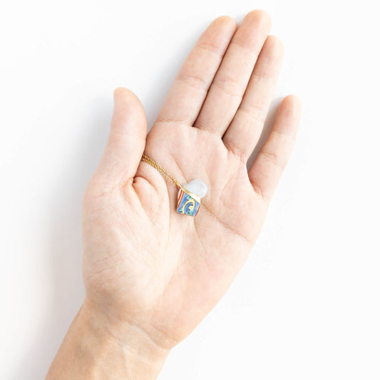 Aquamarine Necklace-Kintsugi jewelry-Japanese pottery jewelry-JAPONICA