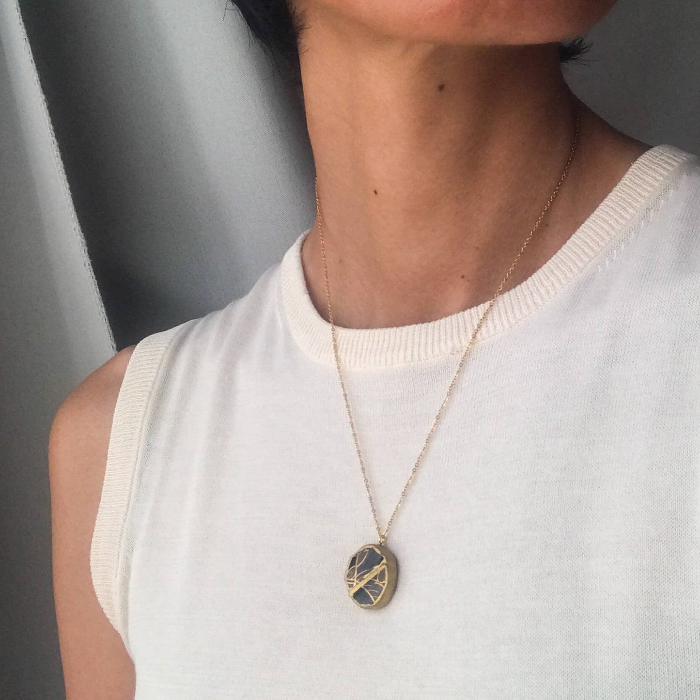 Round Necklace-Kintsugi jewelry-Japanese pottery jewelry-JAPONICA