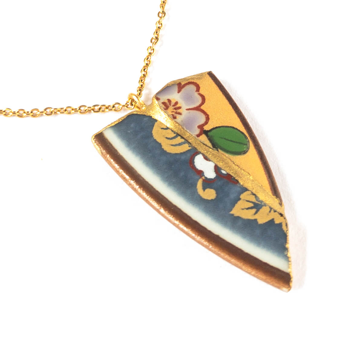 Triangle Necklace-Kintsugi jewelry-Japanese pottery jewelry-JAPONICA