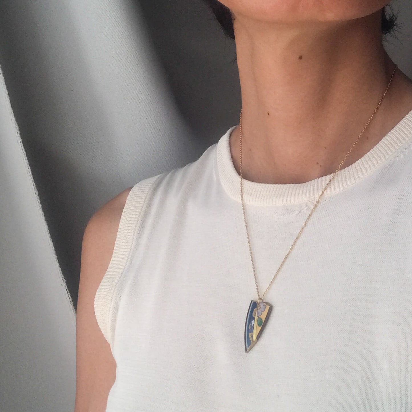 Triangle Necklace-Kintsugi jewelry-Japanese pottery jewelry-JAPONICA
