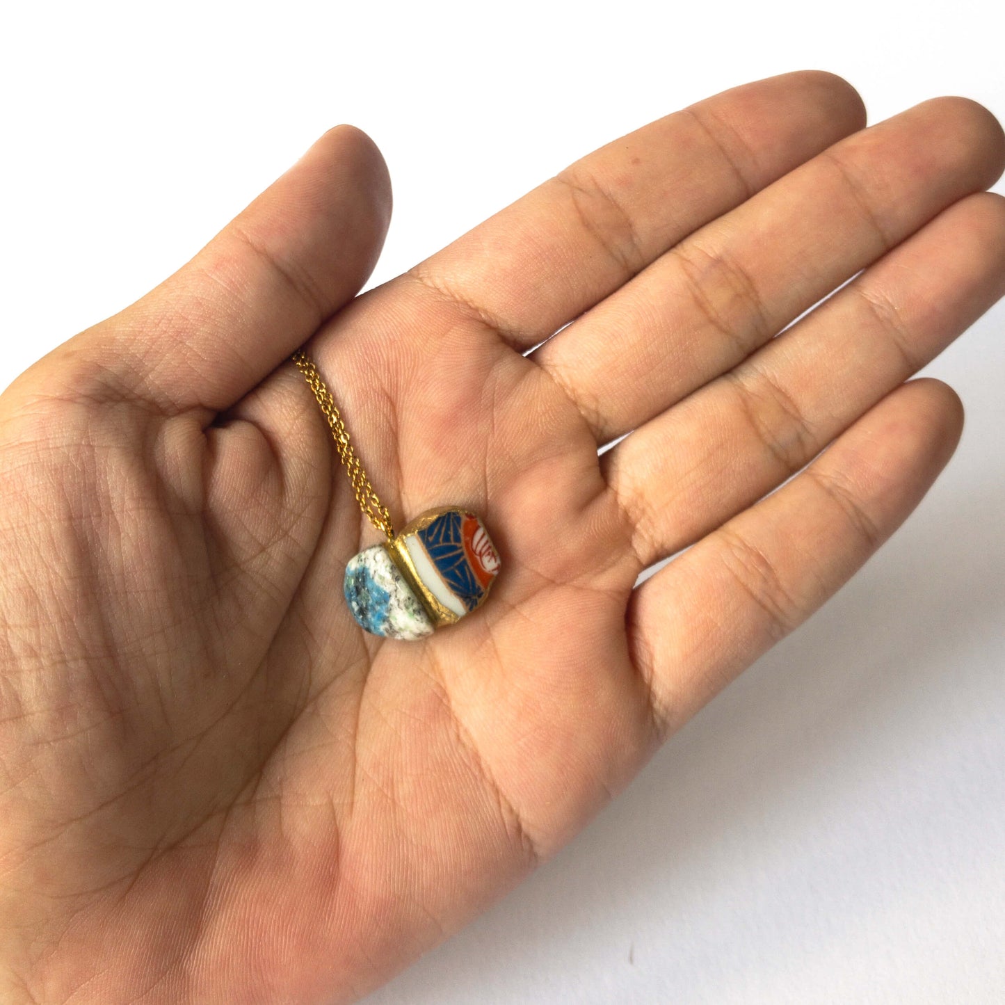 Azurite Necklace-Kintsugi jewelry-Japanese pottery jewelry-JAPONICA