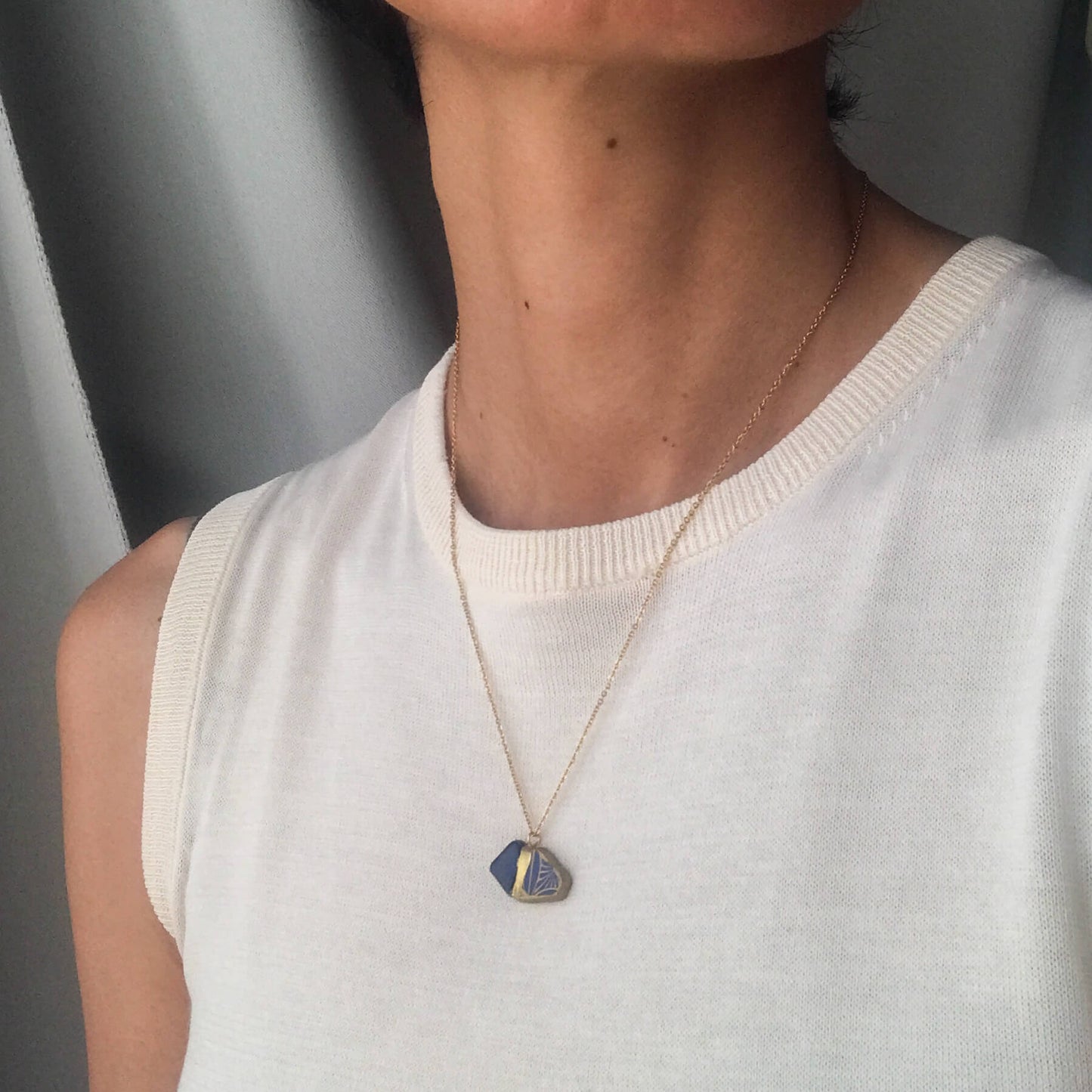 Lapis Lazuli Necklace-Kintsugi jewelry-Japanese pottery jewelry-JAPONICA