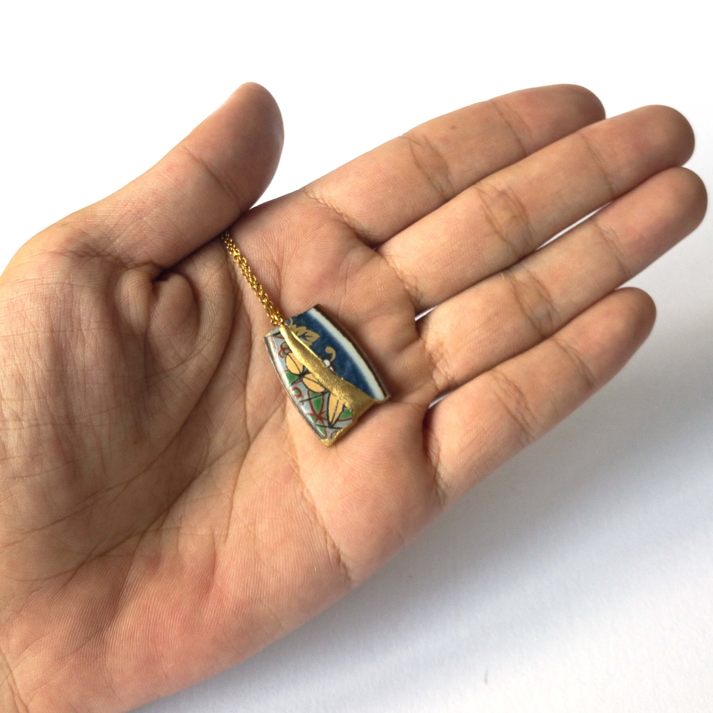 Square Necklace-Kintsugi jewelry-Japanese pottery jewelry-JAPONICA