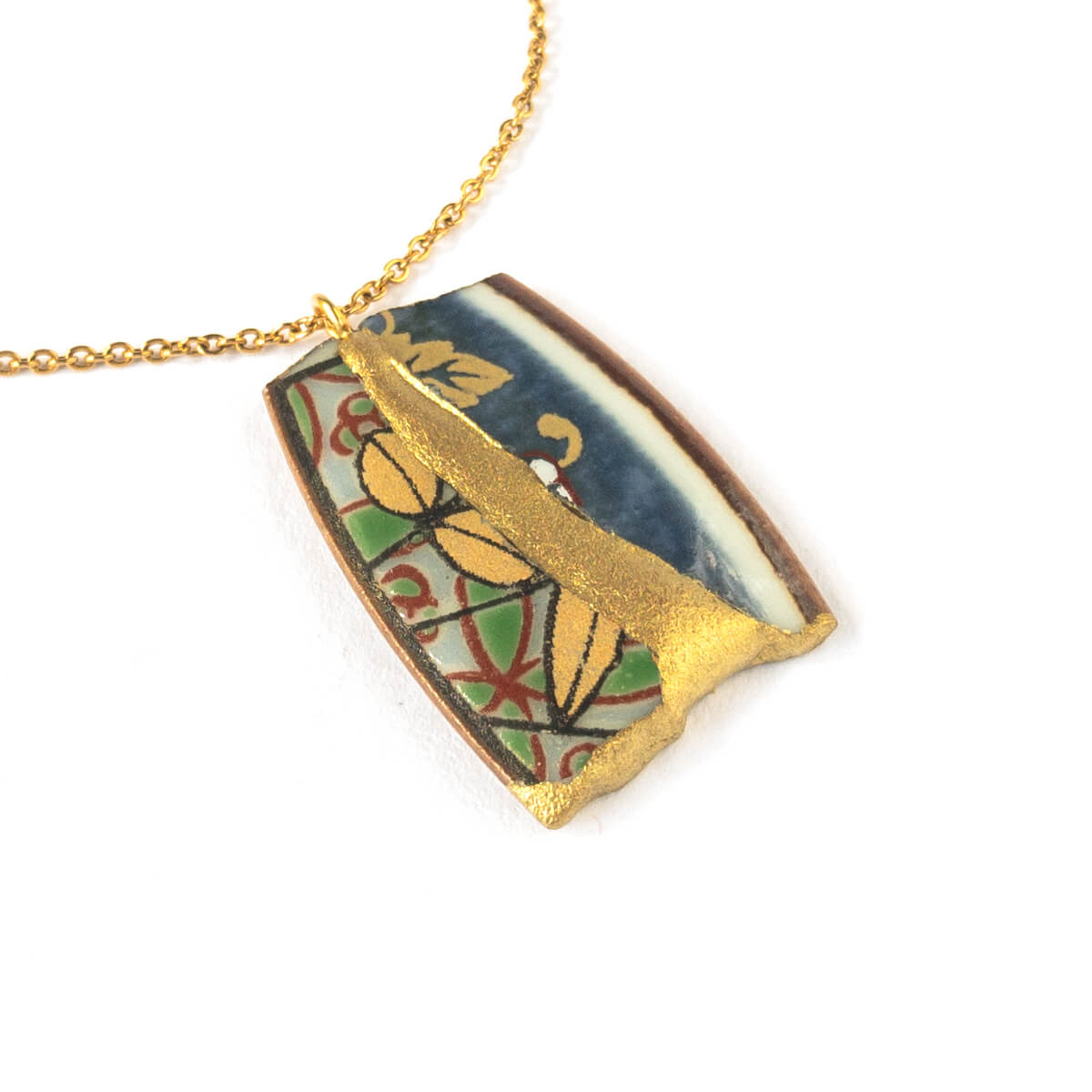Square Necklace-Kintsugi jewelry-Japanese pottery jewelry-JAPONICA