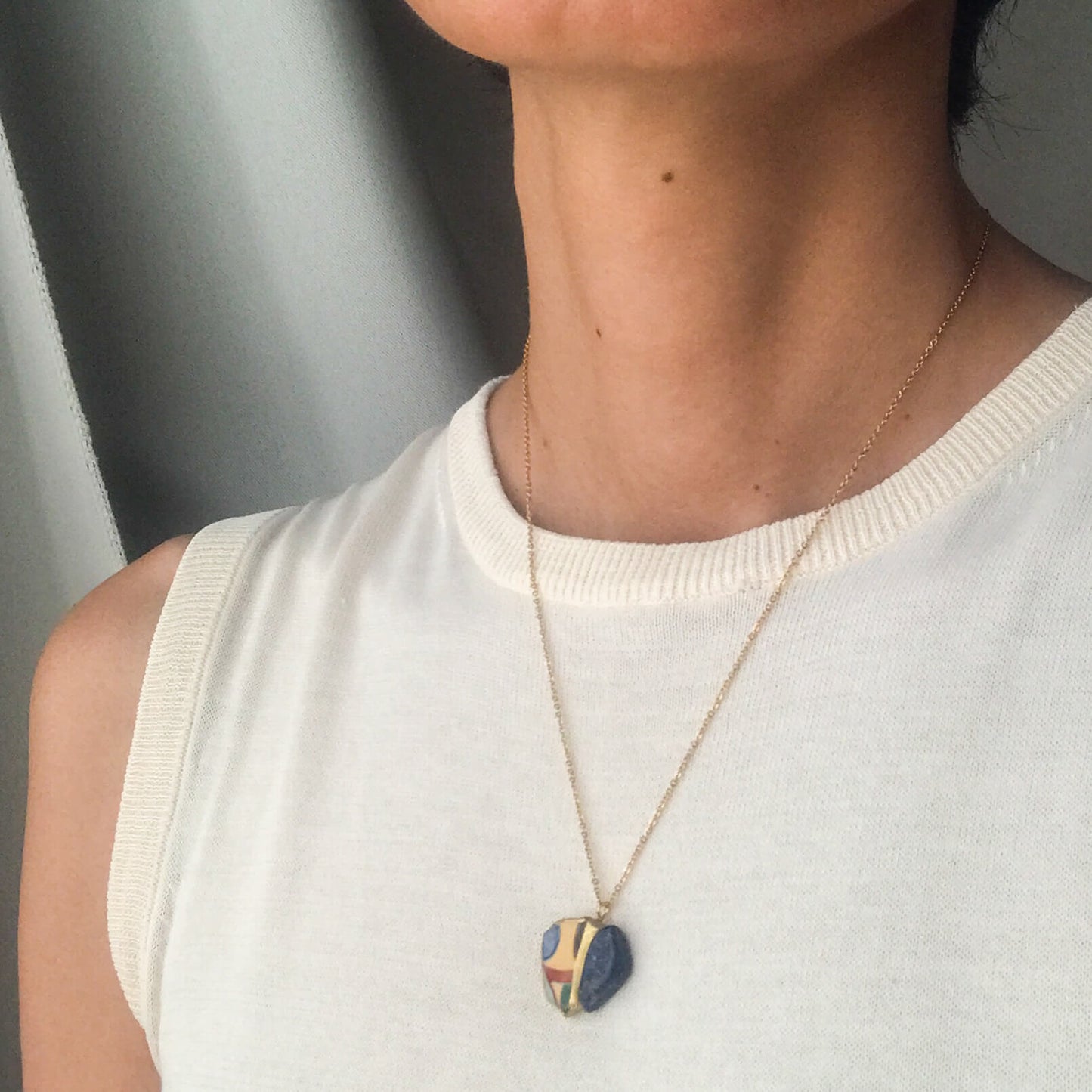 Lapis Lazuli Necklace-Kintsugi jewelry-Japanese pottery jewelry-JAPONICA
