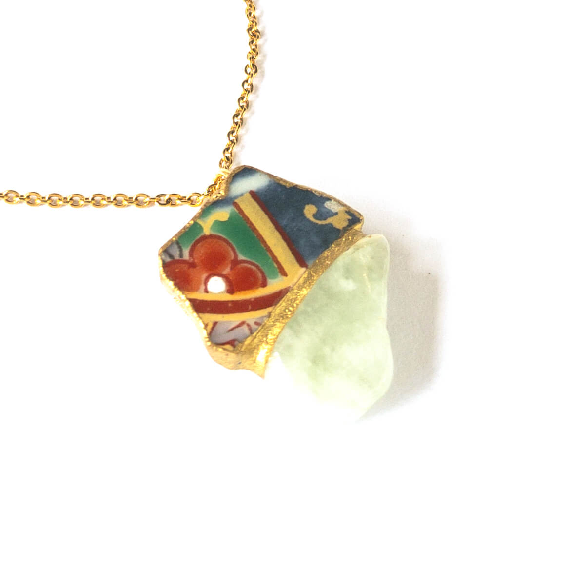 Jadeite Necklace-Kintsugi jewelry-Japanese pottery jewelry-JAPONICA