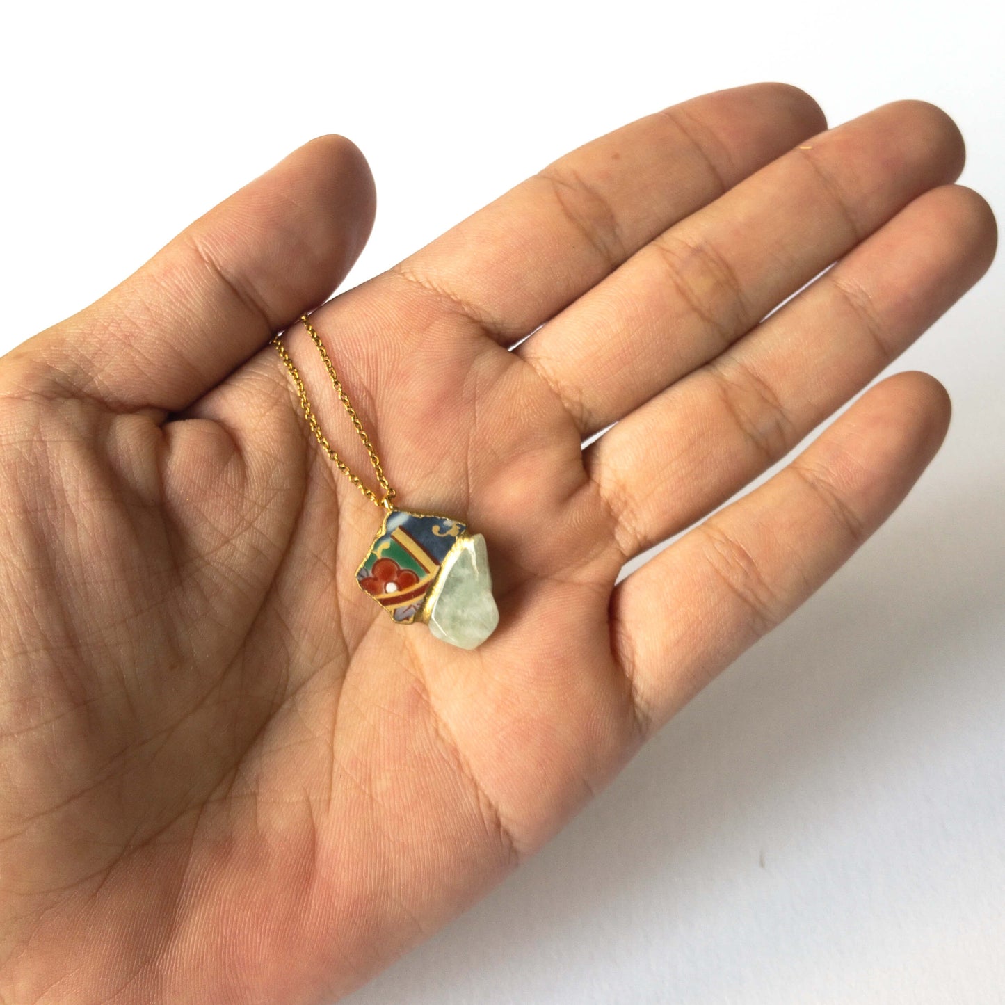 Jadeite Necklace-Kintsugi jewelry-Japanese pottery jewelry-JAPONICA