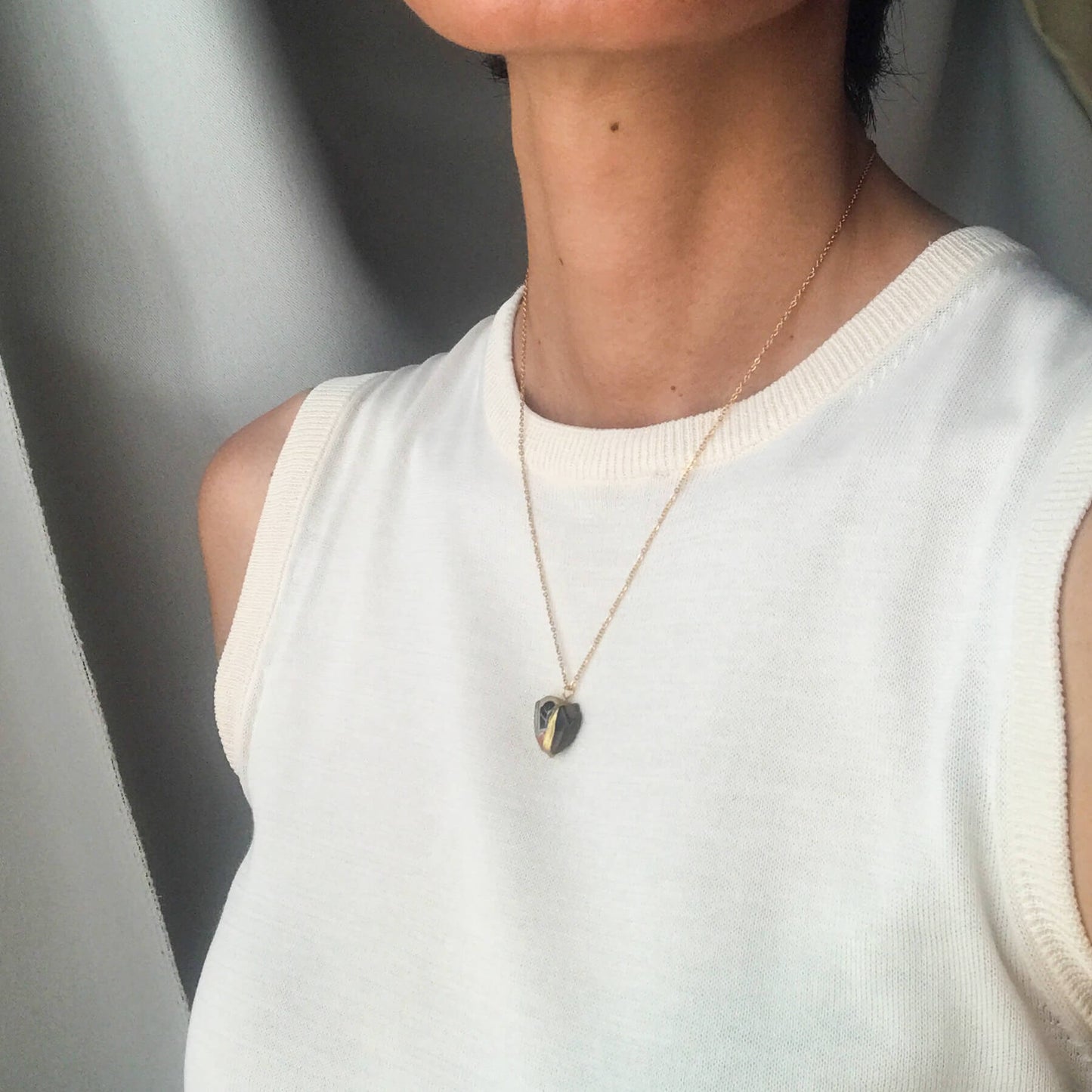 Tiger Eye Necklace-Kintsugi jewelry-Japanese pottery jewelry-JAPONICA