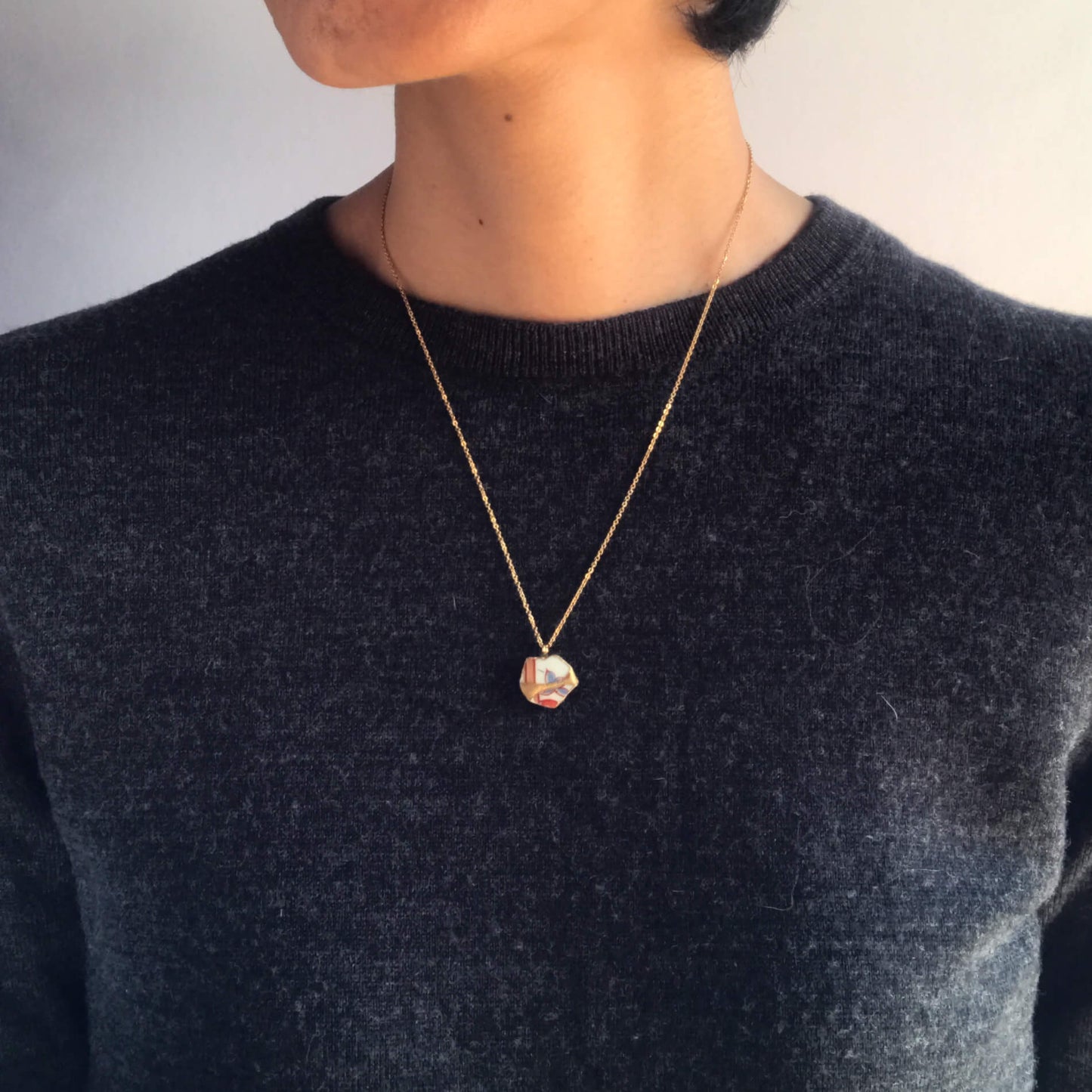 Bird Necklace-Kintsugi jewelry-Japanese pottery jewelry-JAPONICA
