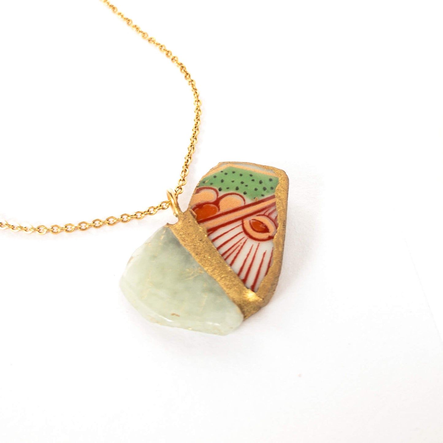 Jadeite Necklace-Kintsugi jewelry-Japanese pottery jewelry-JAPONICA