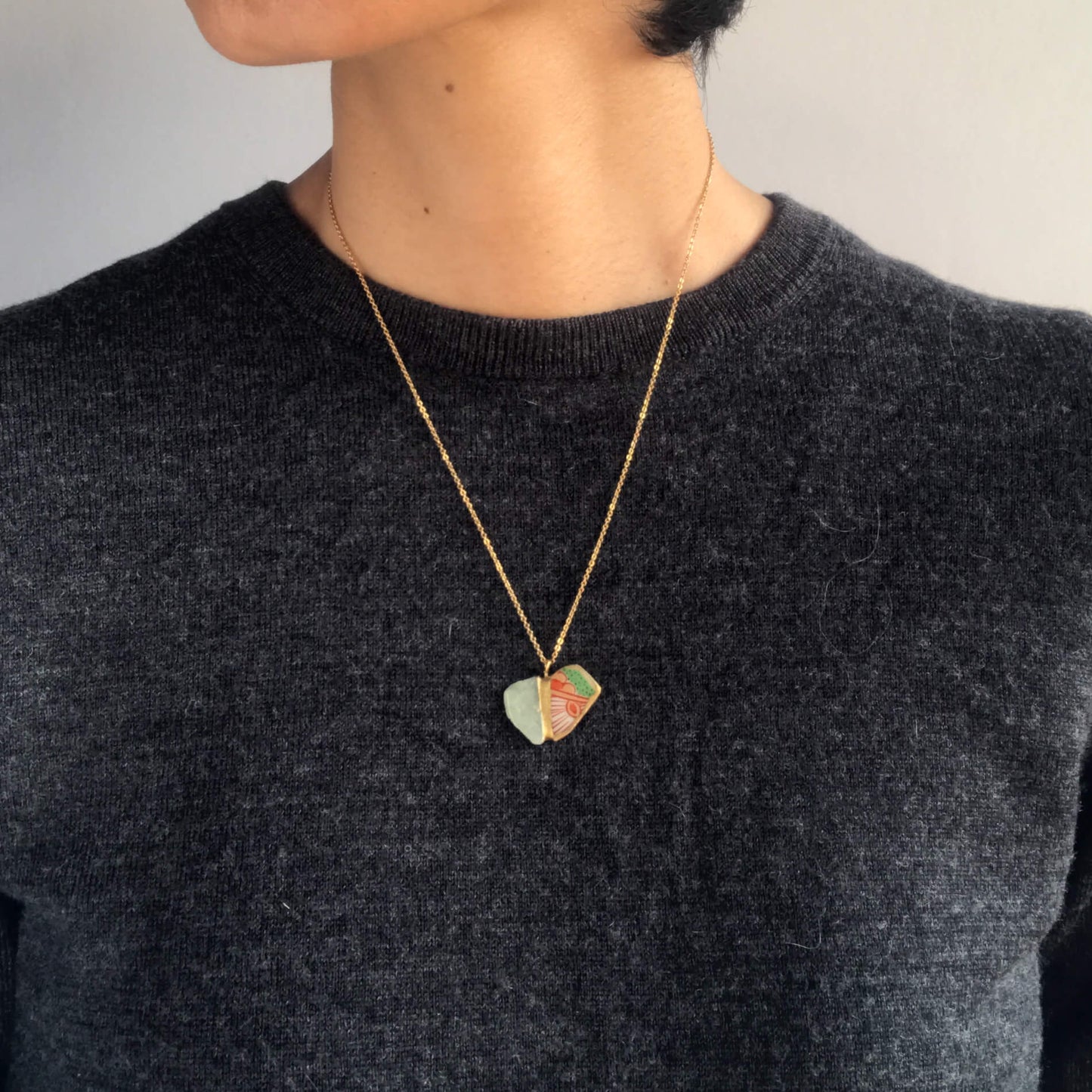 Jadeite Necklace-Kintsugi jewelry-Japanese pottery jewelry-JAPONICA