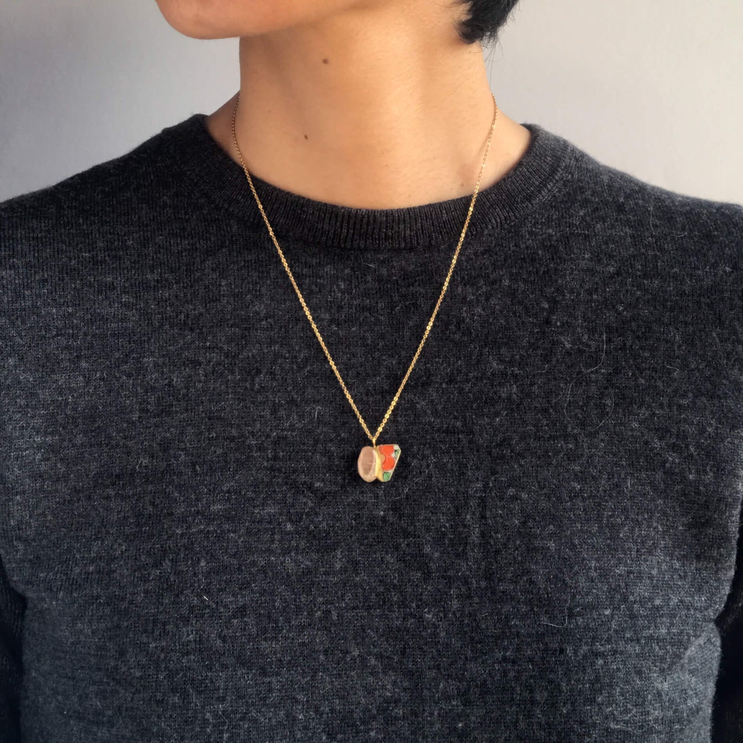 Moonstone Necklace-Kintsugi jewelry-Japanese pottery jewelry-JAPONICA