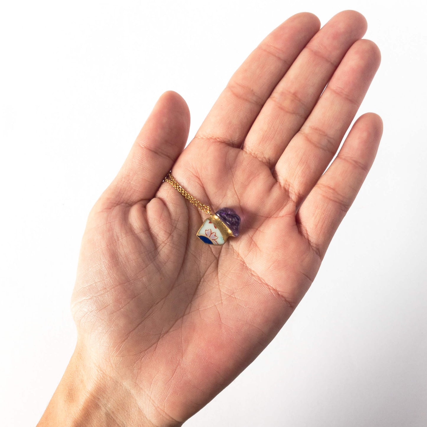 Amethyst Necklace-Kintsugi jewelry-Japanese pottery jewelry-JAPONICA