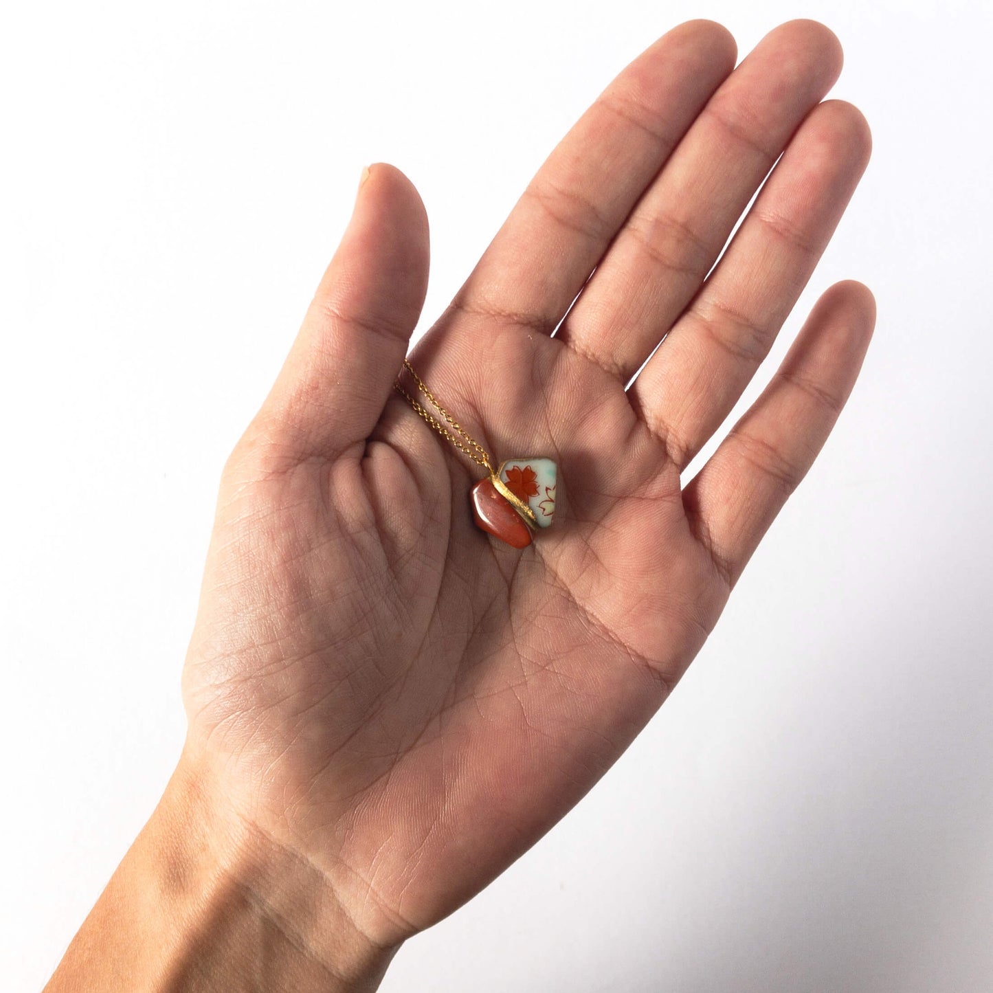 Red Jasper Necklace-Kintsugi jewelry-Japanese pottery jewelry-JAPONICA