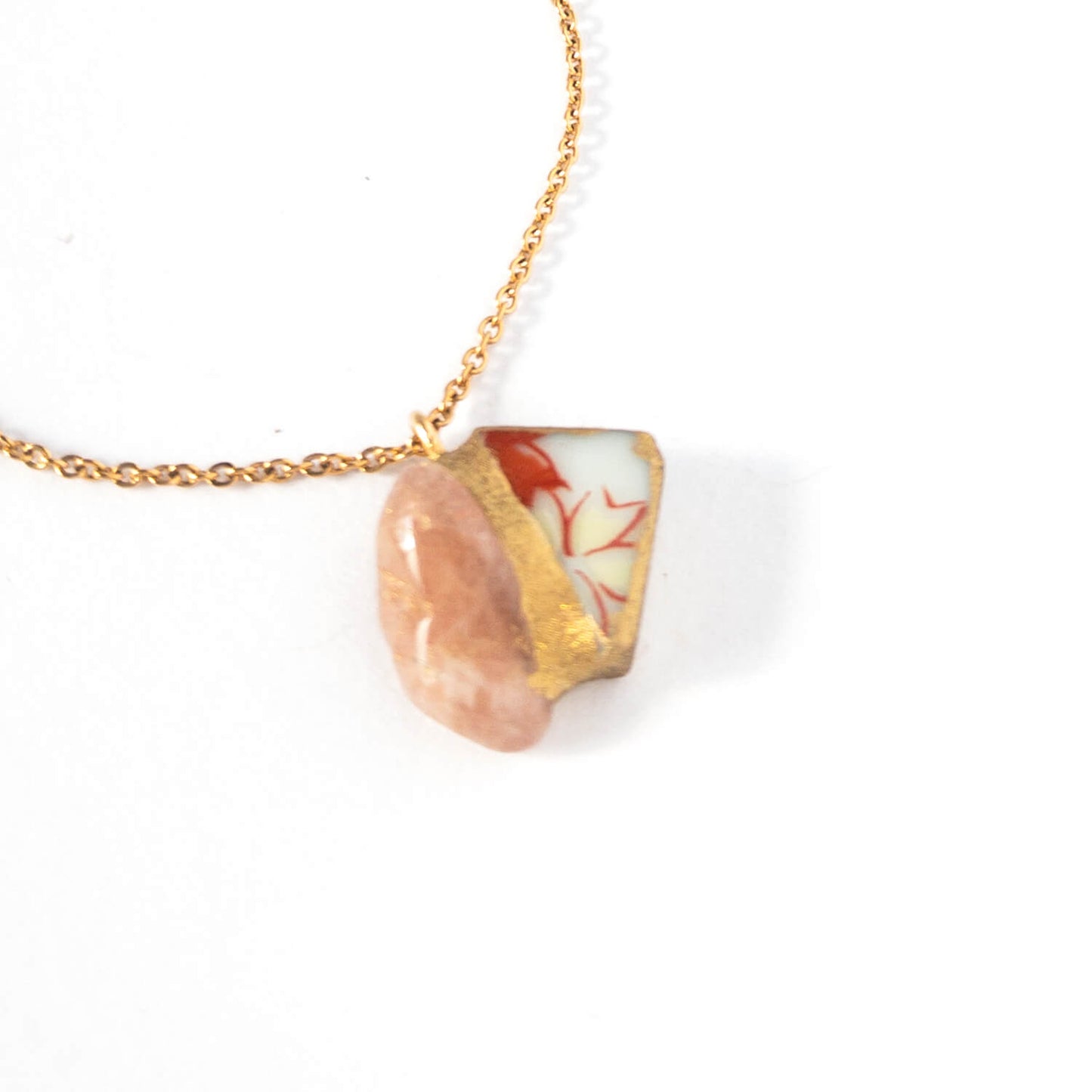 Moonstone Necklace-Kintsugi jewelry-Japanese pottery jewelry-JAPONICA