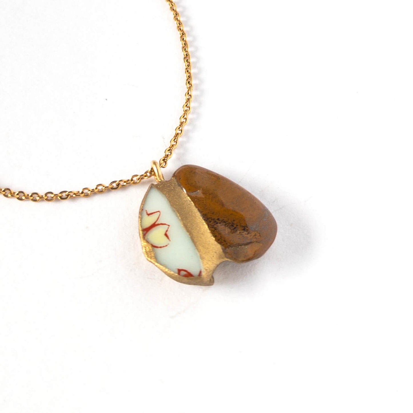 Tiger Eye Necklace-Kintsugi jewelry-Japanese pottery jewelry-JAPONICA