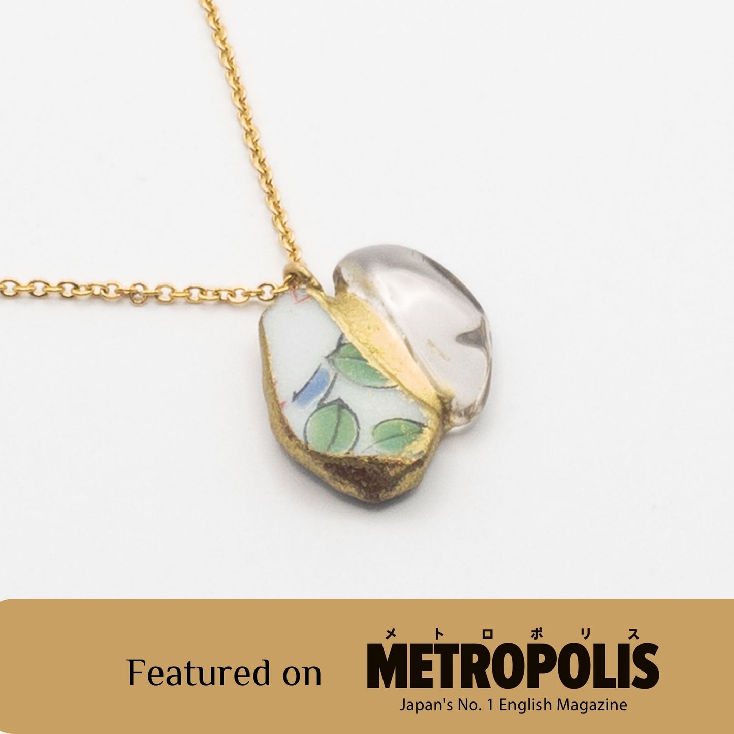 Crystal Necklace-Kintsugi jewelry-Japanese pottery jewelry-JAPONICA