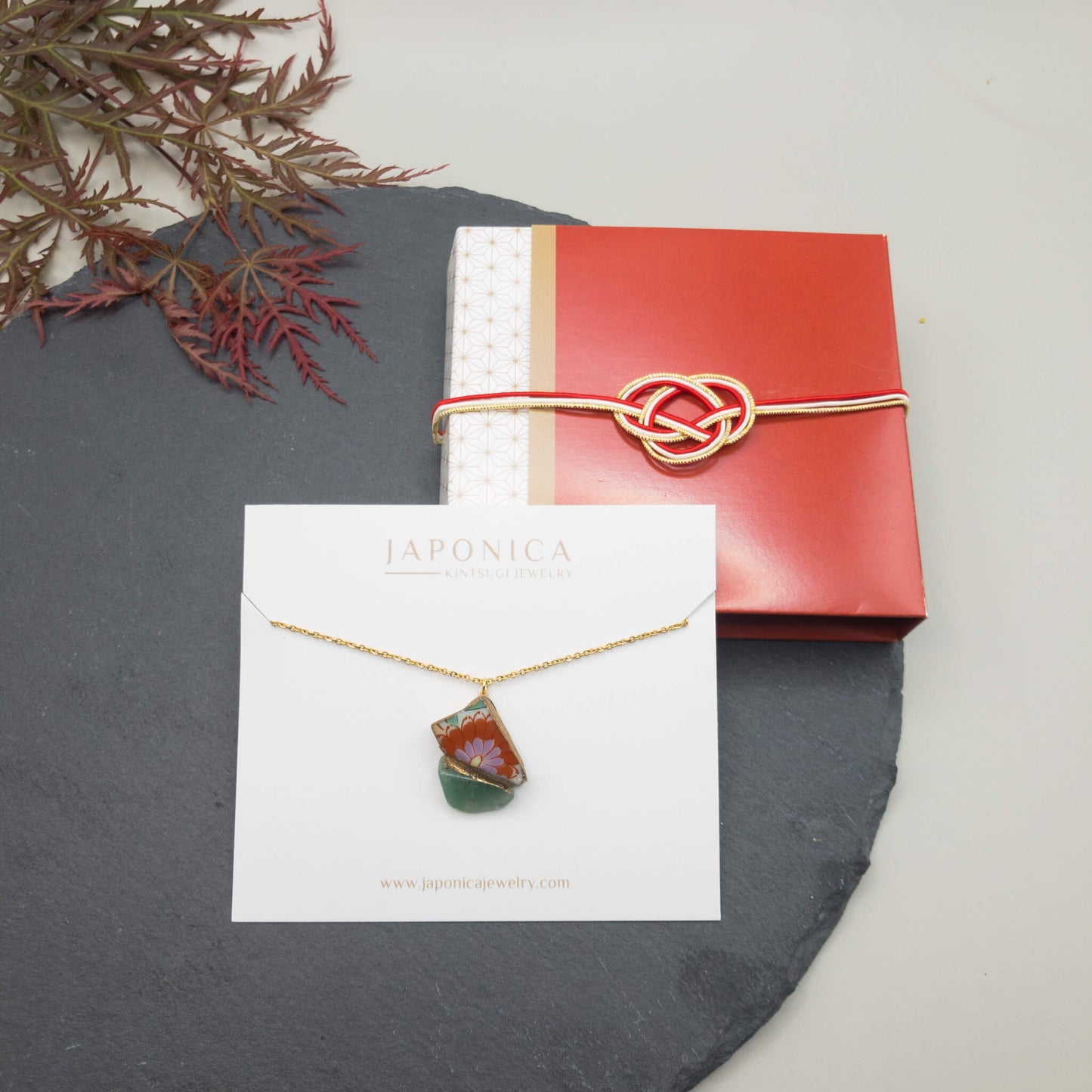 Jadeite Necklace-Kintsugi jewelry-Japanese pottery jewelry-JAPONICA